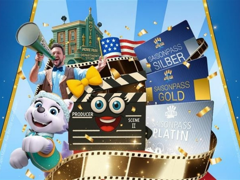 Decoratief: collage van de Movie Park-personages