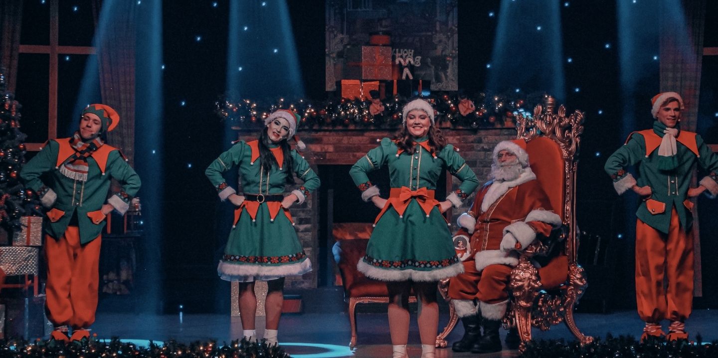 Christmas Show Showgirl in silver dress
