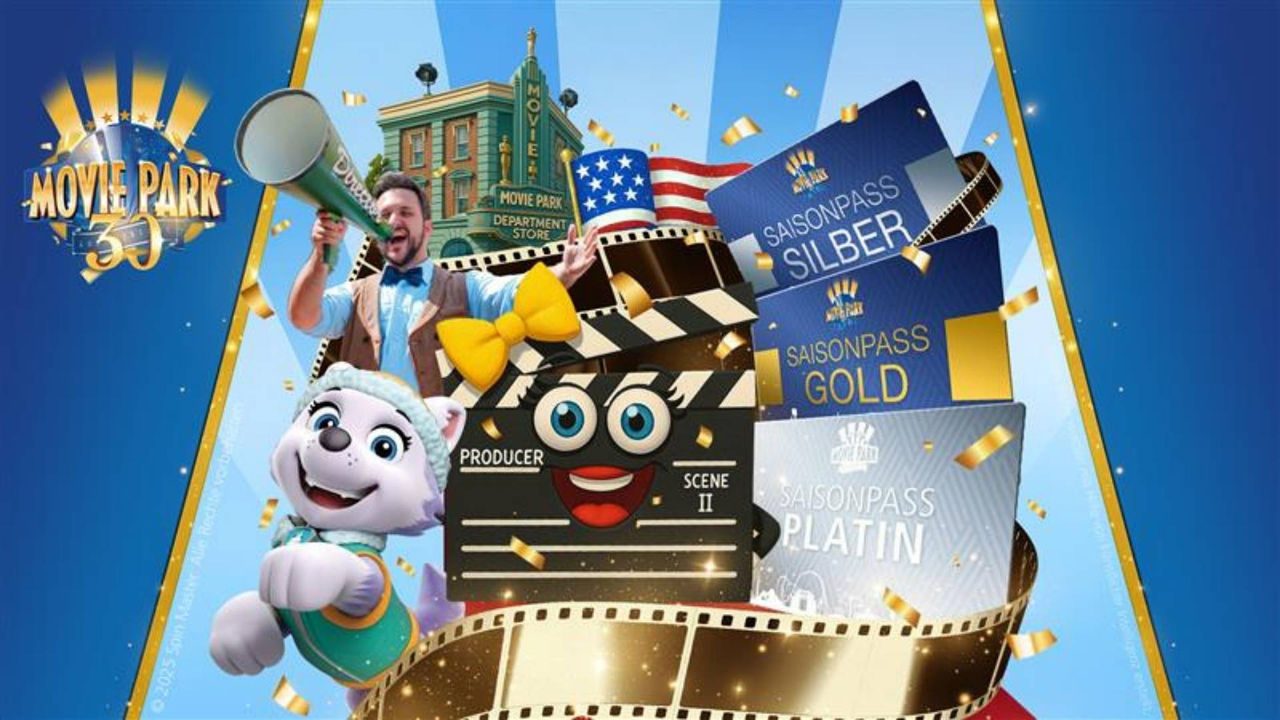 Collage aus verschieden Charakteren, die im Movie Park Germany zu finden sind.